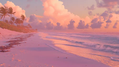 Serene Pink Beach Sunset