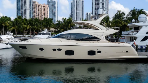 Opulent Yacht in Scenic Marina Setting