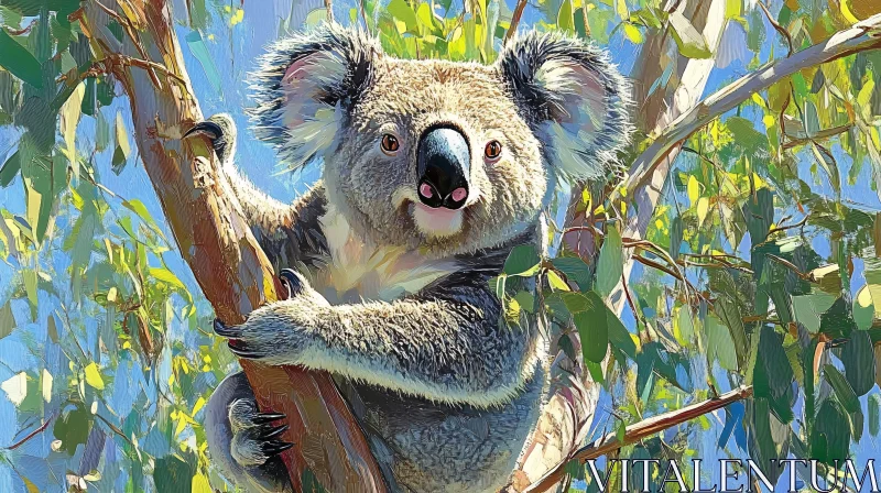 Koala on Eucalyptus Tree AI Image