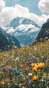 Colorful Wildflowers in a Mountainous Valley