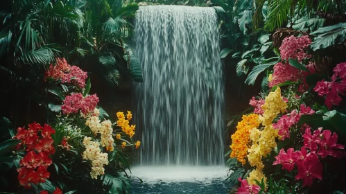 Serene Tropical Waterfall Scene