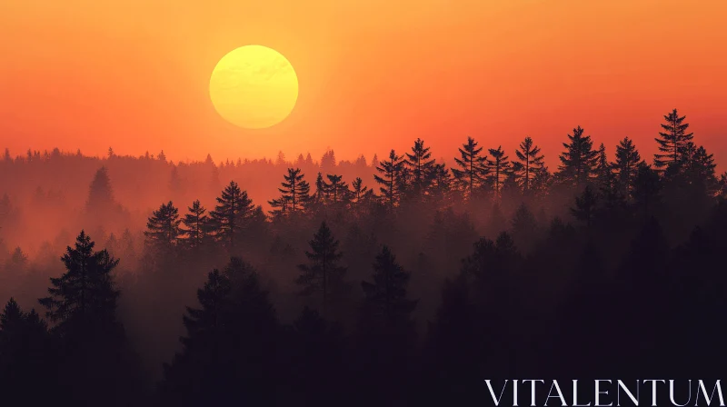 Mystical Forest Sunset AI Image