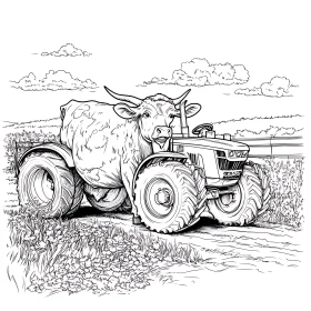 Whimsical Fusion of Cow and Tractor