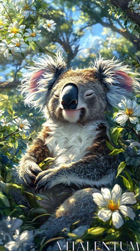 AI ART Serene Koala in Sunlit Nature