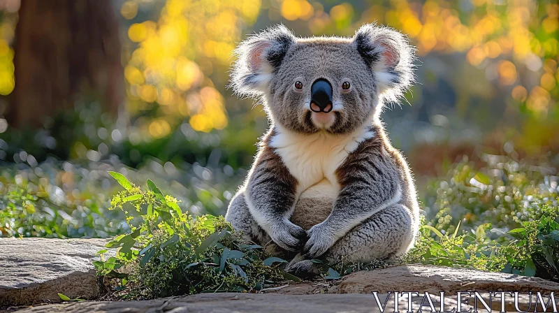 Koala on Forest Floor AI Image