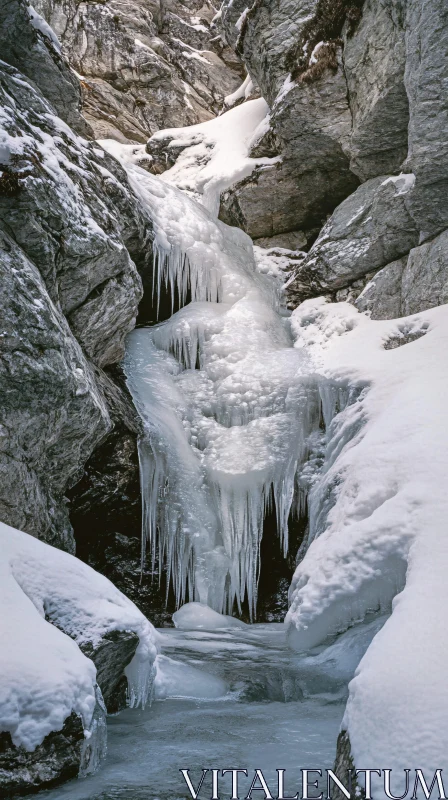 AI ART Majestic Icy Cascade in Winter