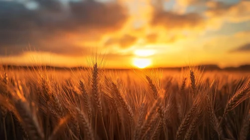 Sunlit Wheat Field During Golden Hour