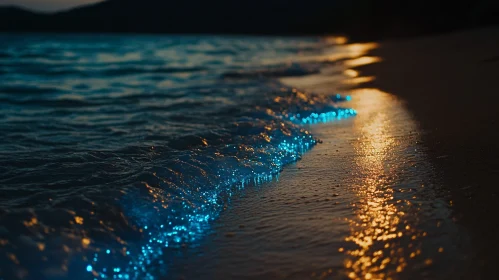 Glowing Bioluminescent Beach Scenery