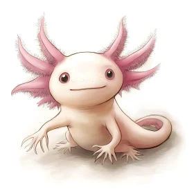 Adorable Animated Axolotl Illustration