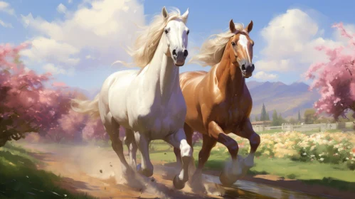 Horses Running in Prairiecore Speedpainting - Full Screen Wallpaper