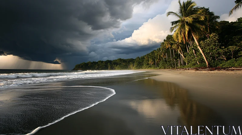 AI ART Stormy Sky Over a Tranquil Beach