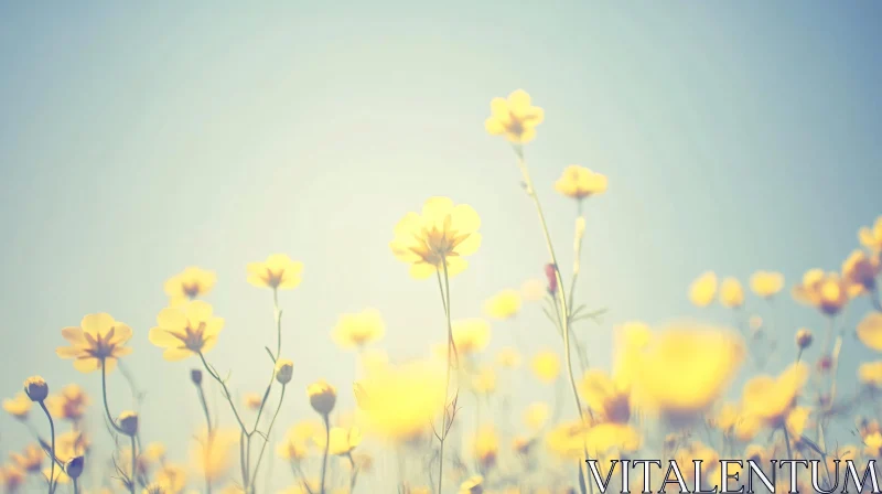 AI ART Yellow Wildflowers in a Sunlit Field