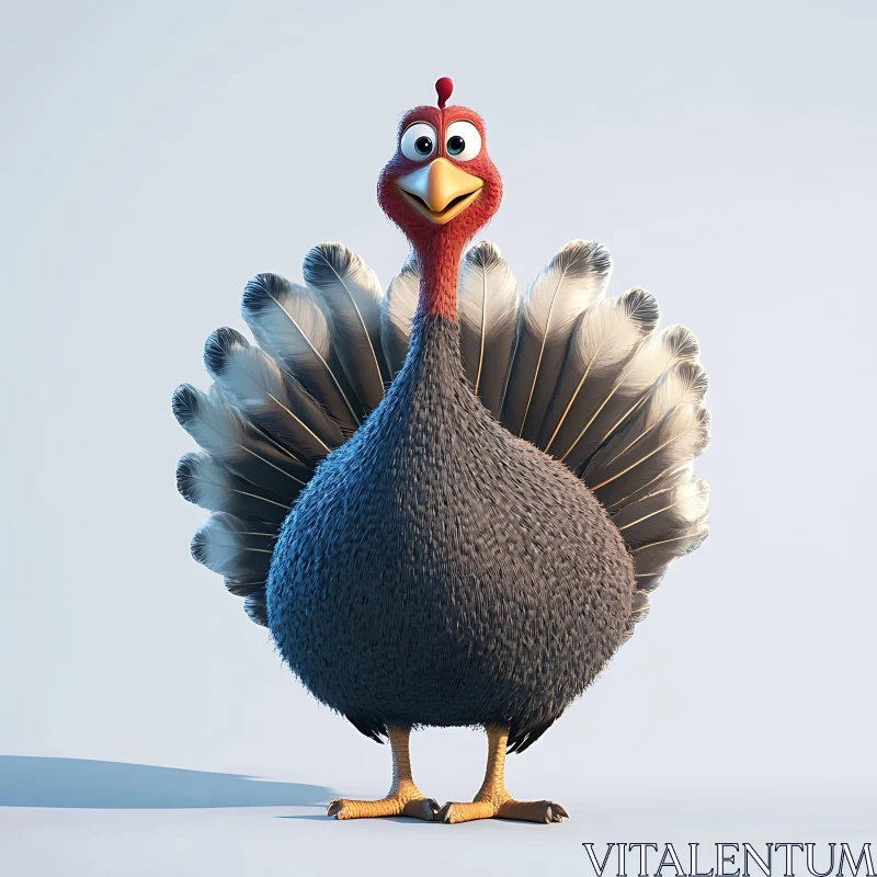 Cartoon Turkey with Colorful Plumage AI Image