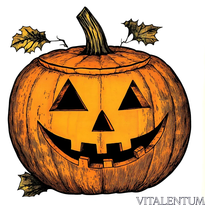 AI ART Traditional Halloween Pumpkin Carving Illustration