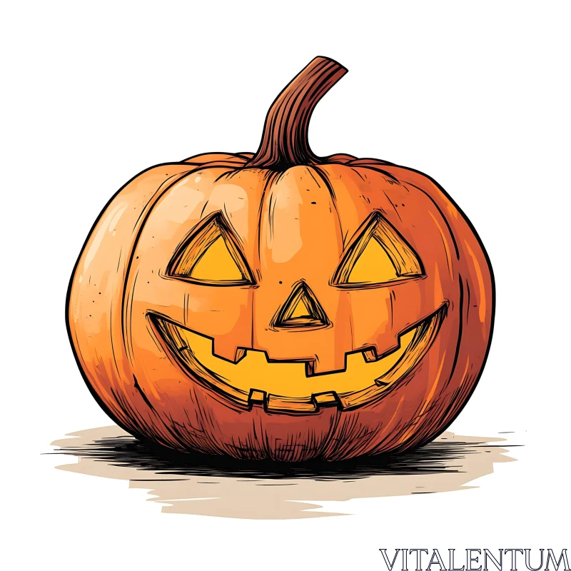 Halloween Pumpkin with Carved Face AI Image