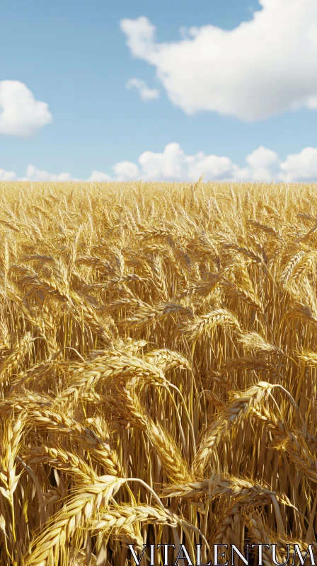 Vast Wheat Field with Golden Stalks AI Image