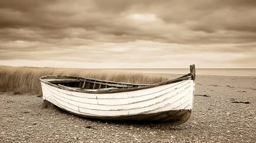 Vintage Boat on a Pebble Beach