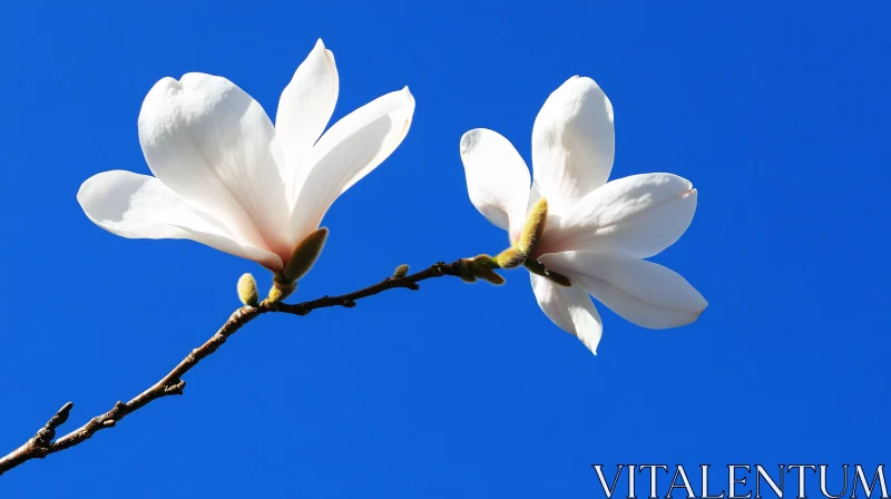 White Magnolia Flowers in Bloom AI Image