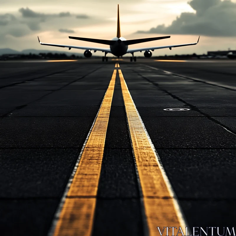 Airplane Ready to Take Off on Runway AI Image