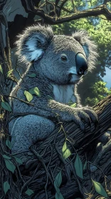 Koala Amongst Lush Greenery