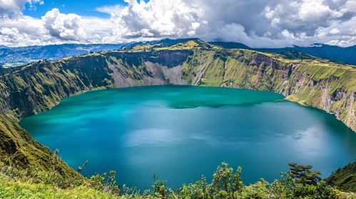 Picturesque Crater Lake with Turquoise Water