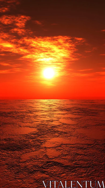 Breathtaking Orange Sunset over Tranquil Waters AI Image