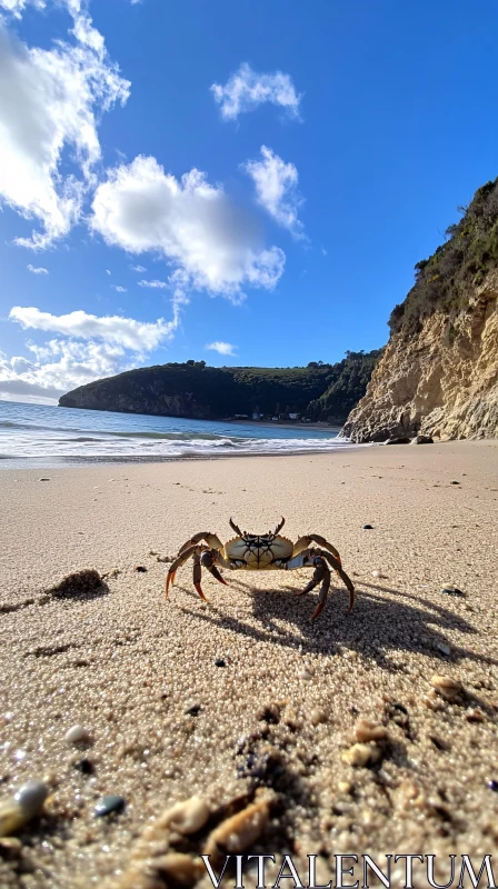 AI ART Seashore Crab with Rocky Backdrop