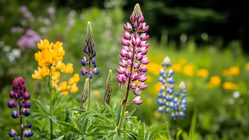 Vibrant Array of Spring Lupines