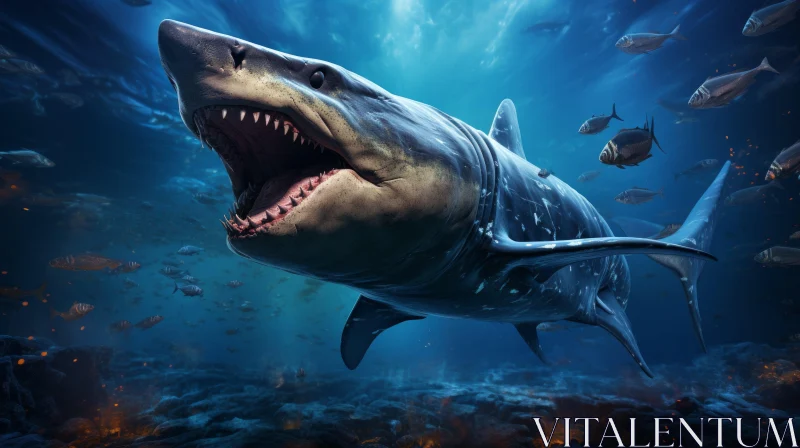 Unveiling the Majestic Sea Shark: A Tribute to Paleolithic Artistry AI Image