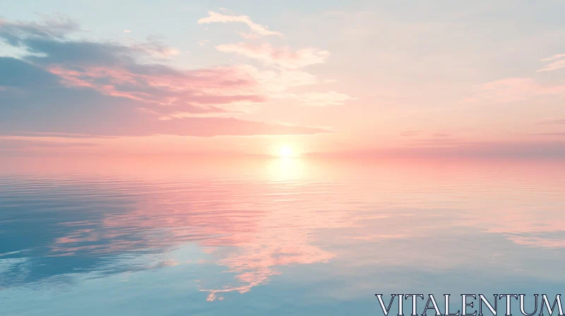 Peaceful Sunset Over Calm Waters AI Image