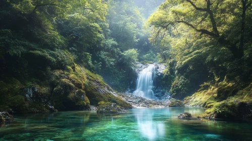 Peaceful Forest Waterfall Scene