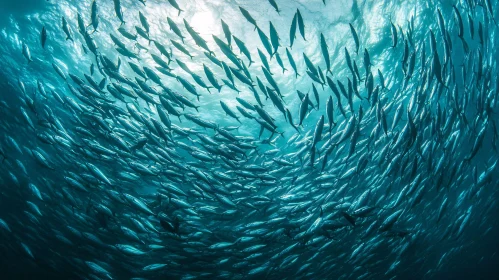 Marine School of Fish Underwater