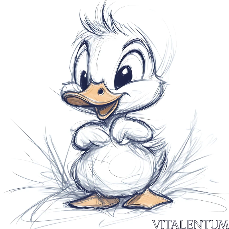 Adorable Duckling Character Illustration AI Image