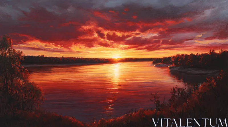 AI ART Stunning River Sunset Painting With Vibrant Colors