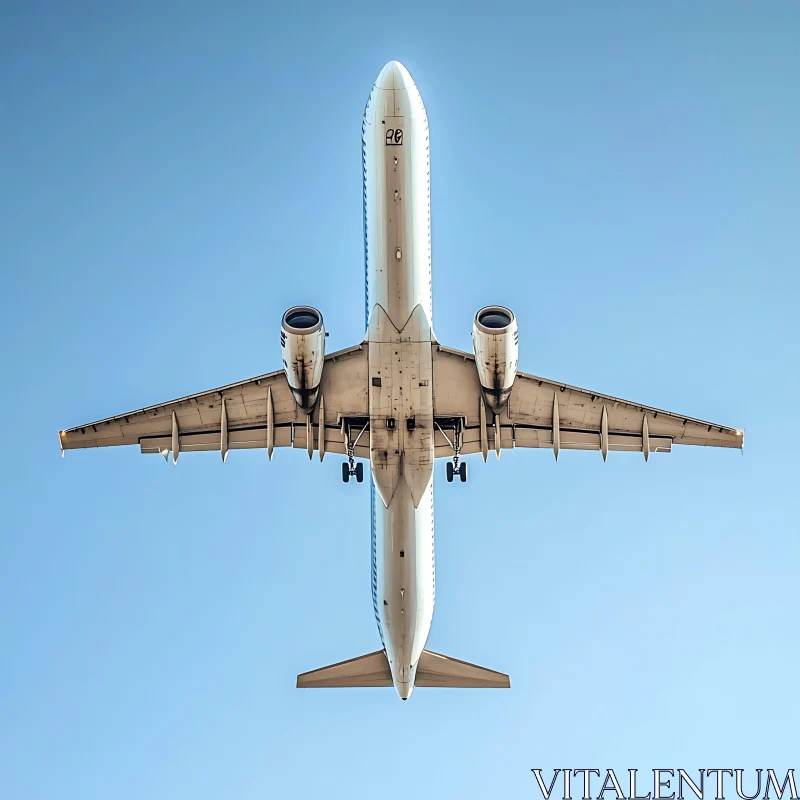 Unique View of an Airplane Flying Overhead AI Image