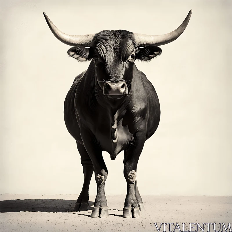 Powerful Bull with Imposing Horns AI Image