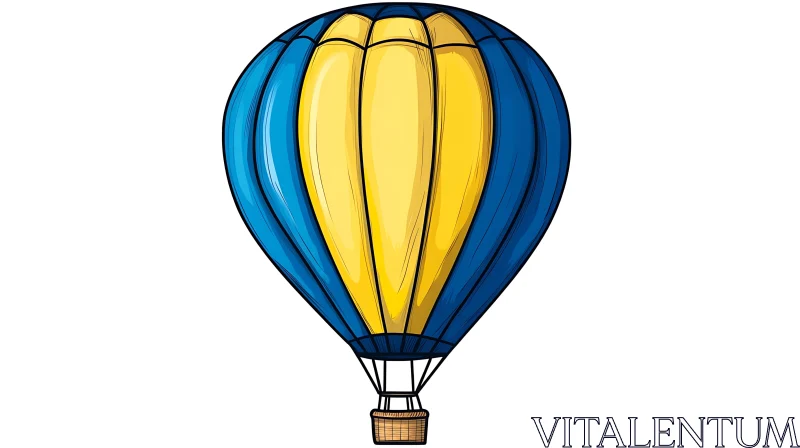 Yellow and Blue Hot Air Balloon Drawing AI Image