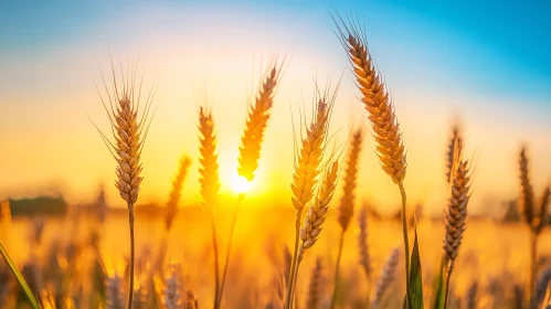 Sunset Over a Wheat Field