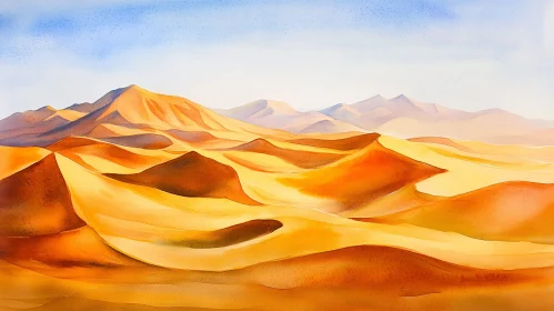 Golden Sand Dunes under Clear Blue Sky