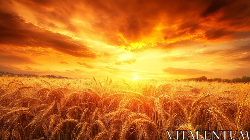 AI ART Wheat Field in Evening Light