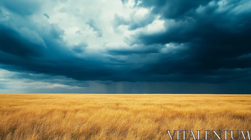 Dramatic Sky Over Grassland AI Image