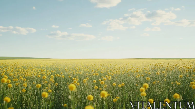 AI ART Expansive Field of Yellow Blossoms