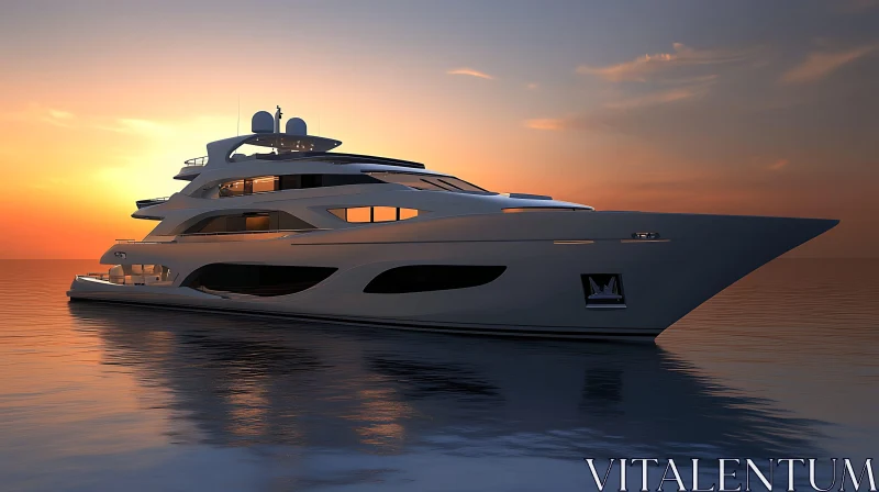 Elegant Yacht in Golden Sunset AI Image