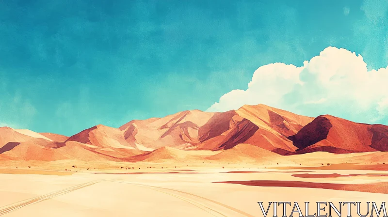 AI ART Desert Landscape with Mountains and Clear Sky