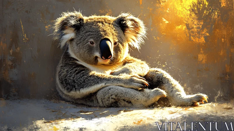 Tranquil Koala in Golden Light AI Image