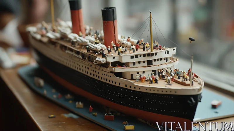 Miniature Ocean Liner with Intricate Details AI Image