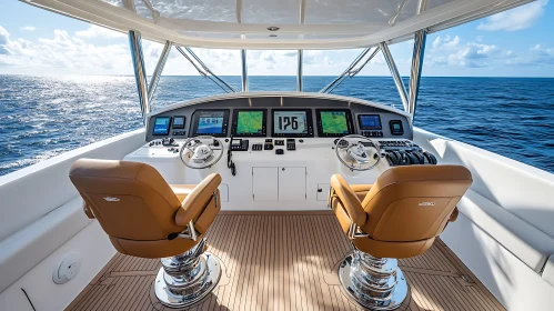 Boat Controls and Open Sea View