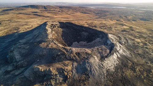 Expansive Landscape Surrounding a Dormant Volcano