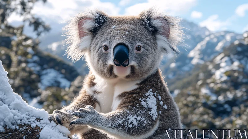 Koala Among Snow-Capped Peaks AI Image