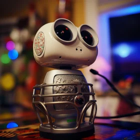 Dreamy Robot in Fisheye Effect Celebrating Chinese New Year